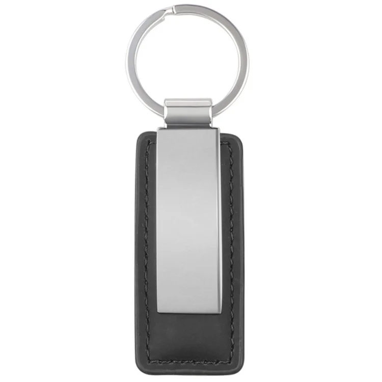 Rectangular Leather Keychain Metal Plate