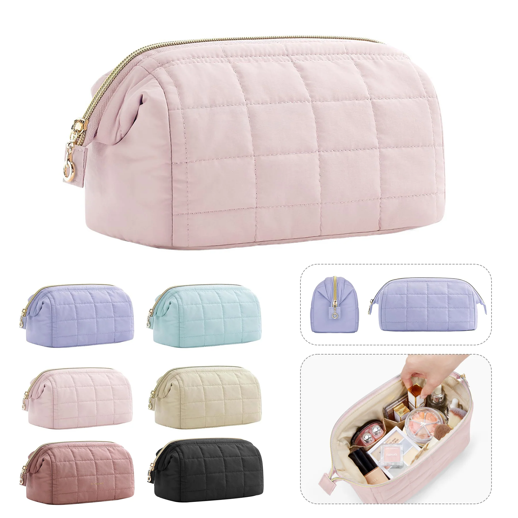 Cotton Quilted Makeup Bag