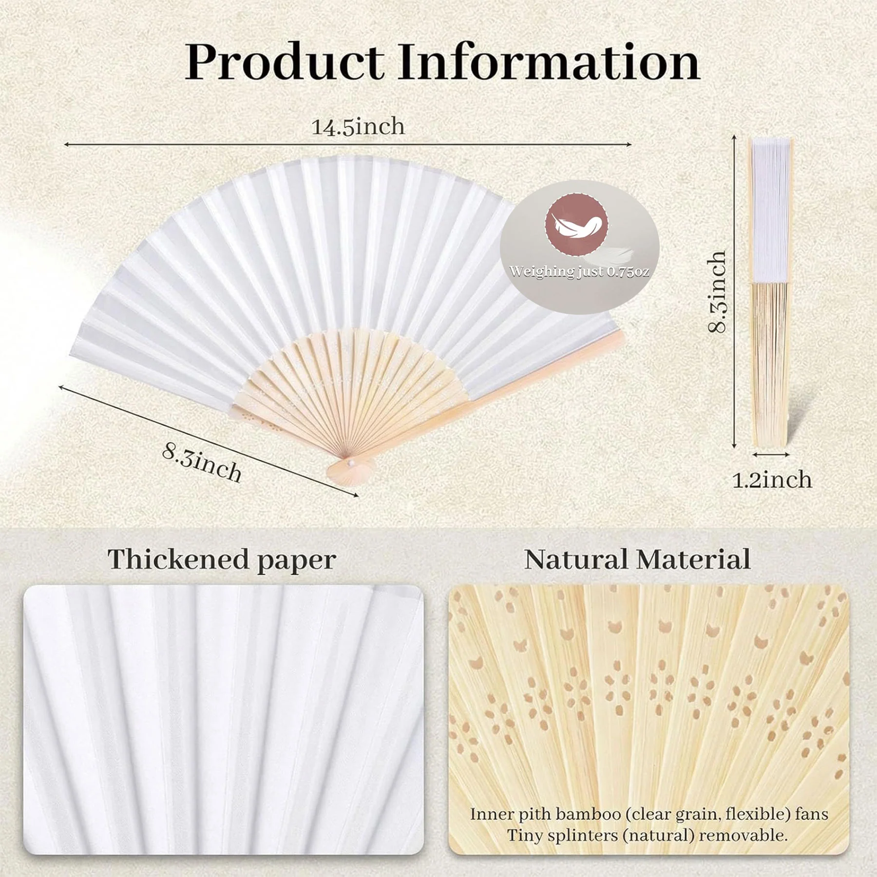 Bamboo Folding Hand Fan With Lightweight Silent Cooling