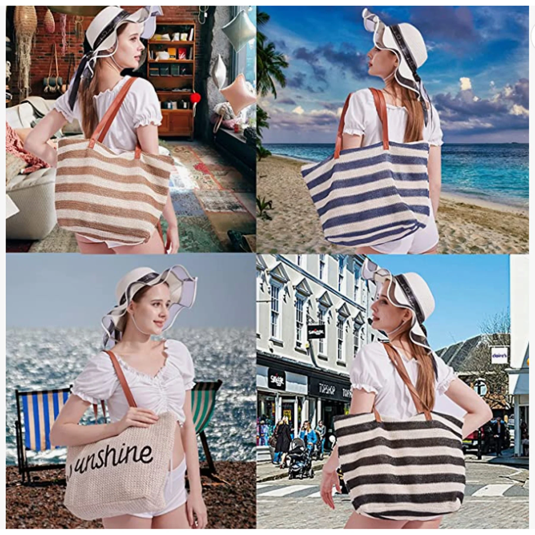 Large Straw Beach Bag