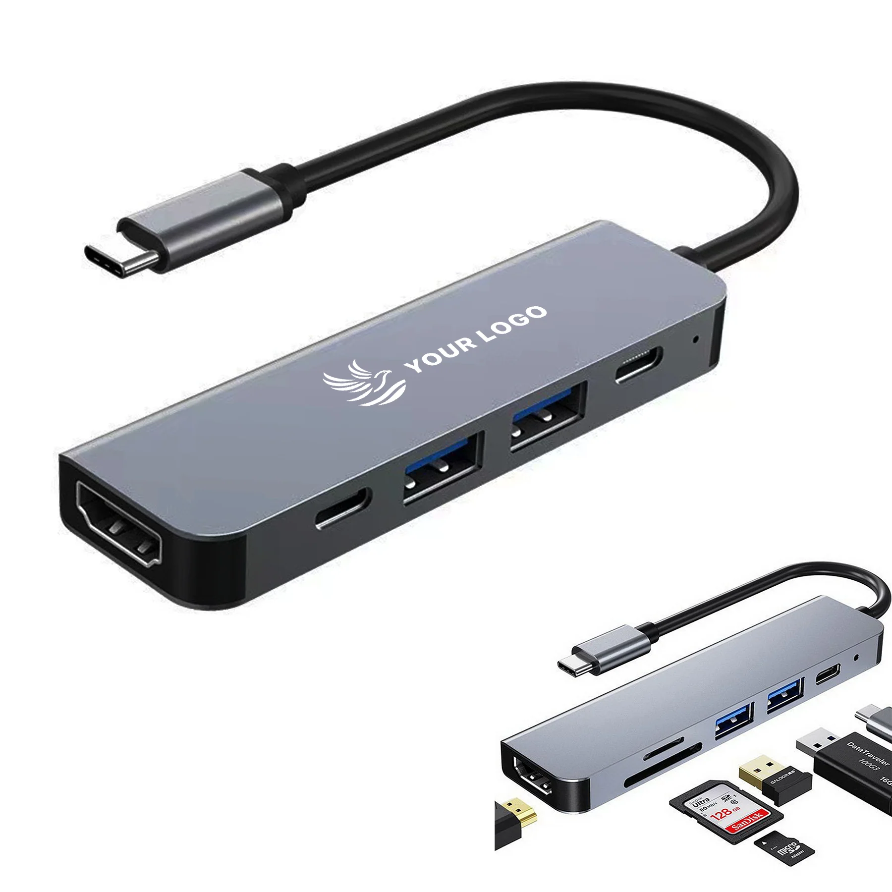 Comprehensive 6 In 1 Usb C Multiport Adapter Hub