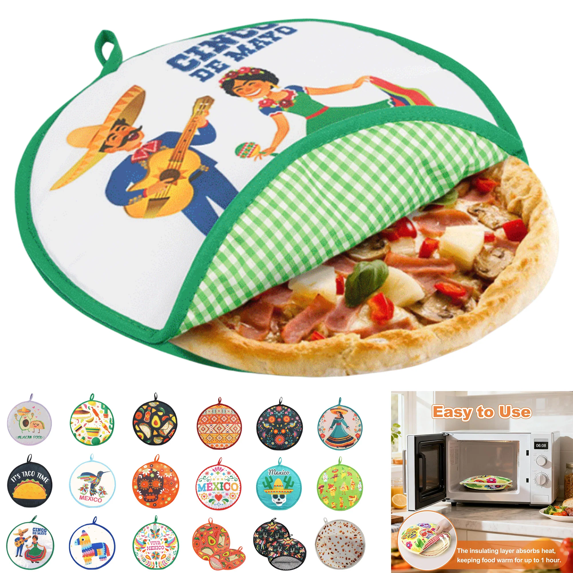 12 Inch Round Insulated & Microwavable Tortilla Warmer Pouch